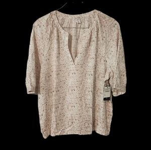 Melrose and Market Floral Print 3/4 Sleeve Popover Blouse Top Size 2X